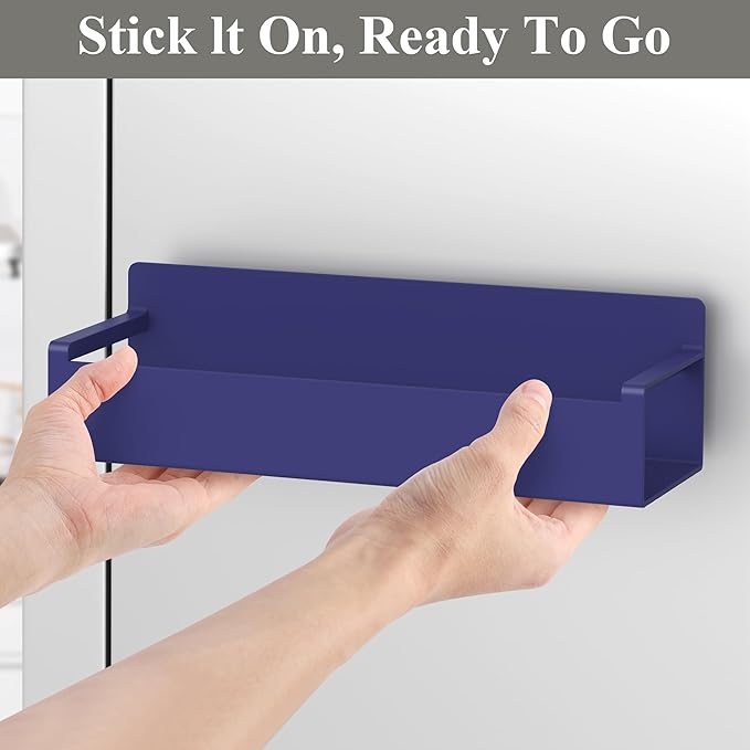 4 Pack Magnetic Spice Rack Organizer for Refrigerator and Oven, Dark Blue Fridge Organizers and Storage for Kitchen