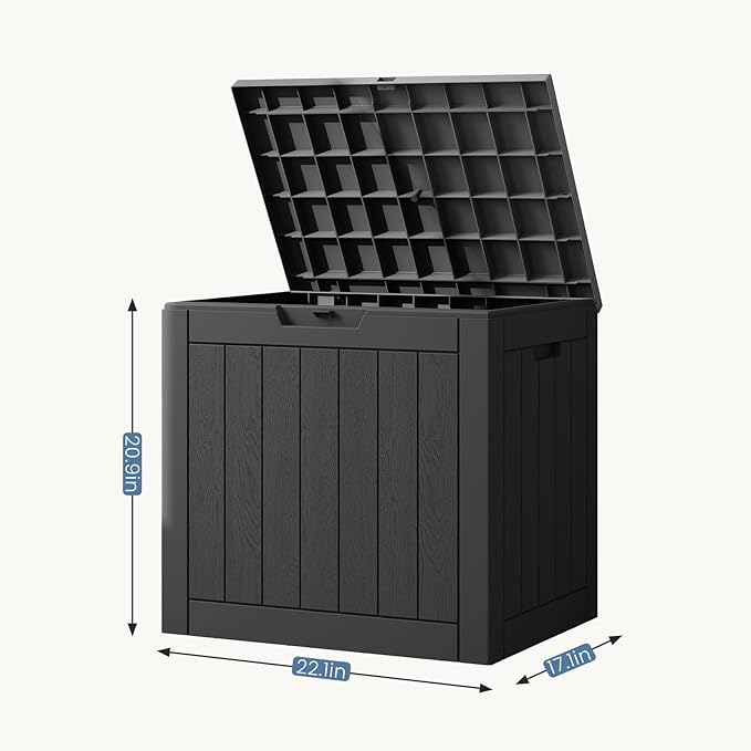 DUMOS 31 Gallon Deck Box, Lockable Outside Storage Box for Outdoor Use, Outside Waterproof Resin Package Delivery Box for Backyard Patio Garden, Black
