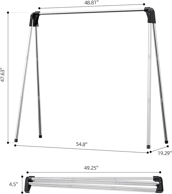 APEXCHASER Clothes Drying Rack Foldable, Stainless Steel Laundry Drying Rack Collapsible, Clothes Hanger for Sweater Baby Clothes Towel for Indoor & Outdoor, Portable Clothes Airer for Travel