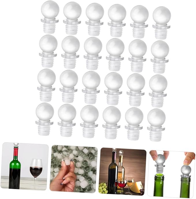 24pcs Glass Ball Wine Stoppers Bottle Stopper for Aromatherapy Perfume and Cosmetics