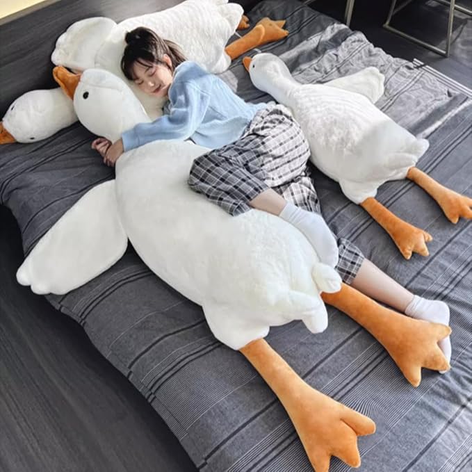 33.5 Inches Goose Stuffed Animal Stuffed Goose Plush White Swan Throw Pillow Toy (White, 33.5")