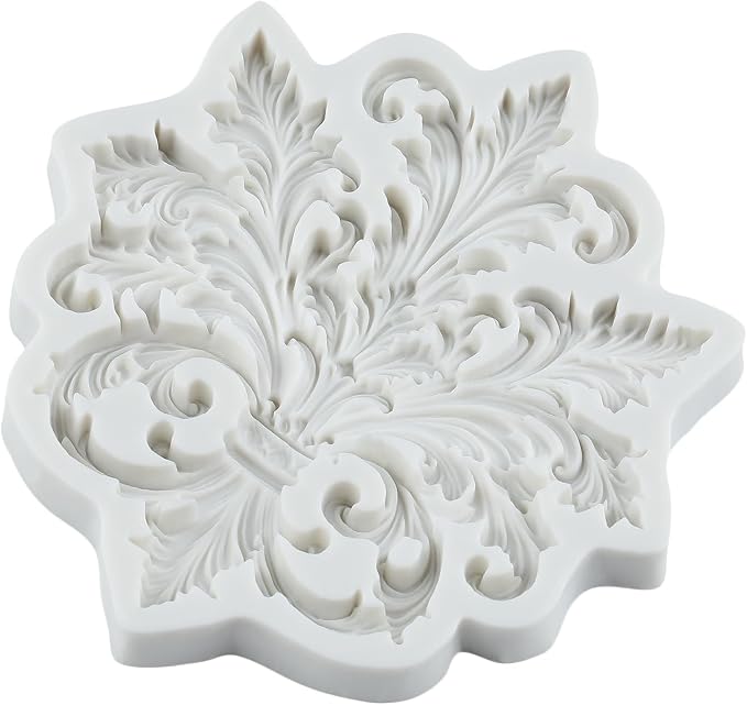 Baroque Silicone Mold Curlicues Scroll Lace Polymer Clay Mold Vintage Relief Flower Lace Filigree Molds for DIY Crafts Epoxy Resin Casting Air Dry Polymer Clay Plaster Jewelry Making