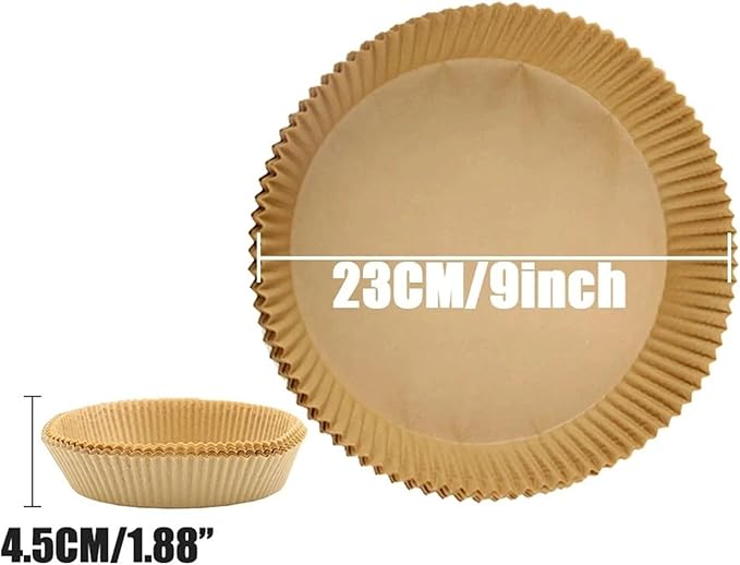 Large Air Fryer Disposable Paper Liners Nonstick 23cm Oven Airfryer Parchment Baking Paper ，Compatible For Ninja，Compatible For COSORI ，Grill Cooking Basket(23cm round,300 Pcs)