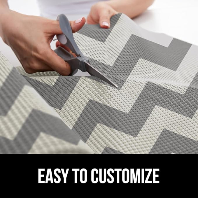GORILLA GRIP powerGRIP Drawer Shelf and Cabinet Liner, Thick Strong Hold, Non-Adhesive Liners Protect Kitchen Cabinets and Cupboard, Bathroom Drawers, Easy Install, Breathable Mat, 17.5"x20', Chevron