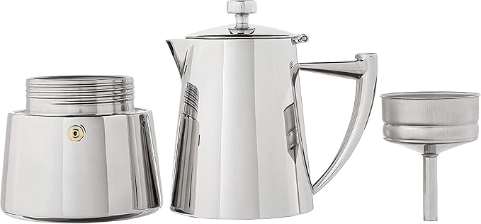 Cuisinox Roma Stovetop Espresso Maker COF-6R, Stainless Steel Coffee Percolator Stovetop, Heat-Resistant & Non-Reactive, 6-Cup Italian Espresso Maker Easy to Clean, Durable Stove Top Percolator
