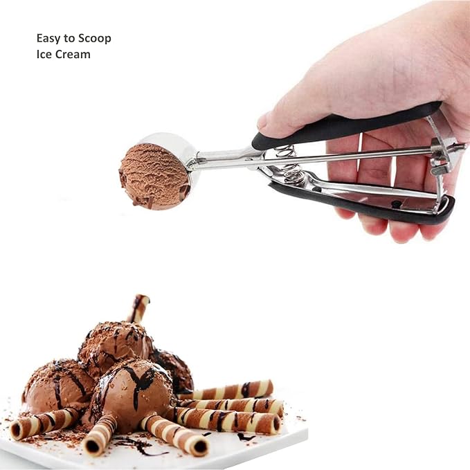 Ice Cream Scoop, Cookie Scoop, 4Tbsp/ 60ml/ 2oz Cookie Scoops for Baking, 18/8 Stainless Steel Cookie Scooper for Baking, Ice Cream Scooper with Trigger Release, Cookie Dough Scoop with Non-slip Grip