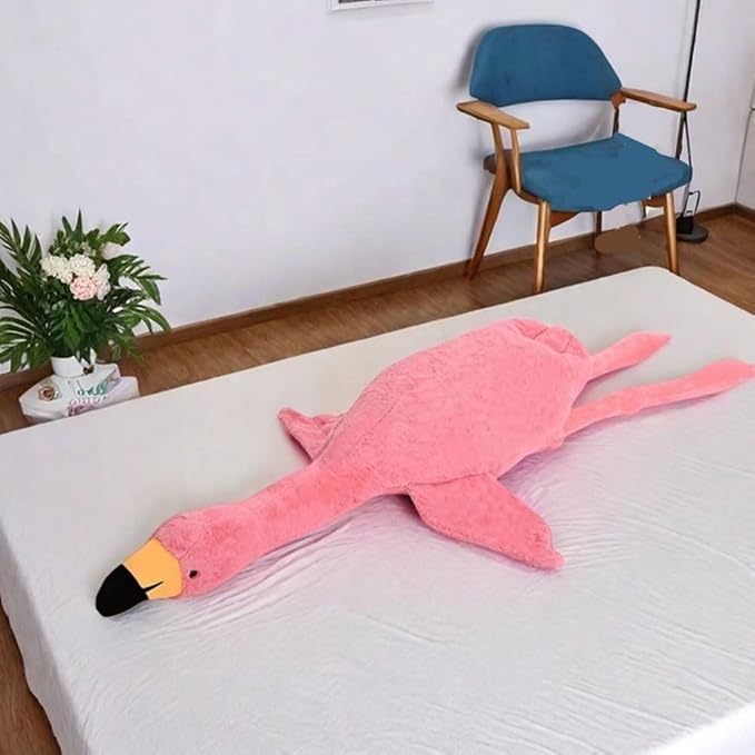 51.2in Flamingo Stuffed Animal Plush Pillow Cute Giant Plush Toy Soft Hugging Pillow Stuffed Animal for Kids Birthday