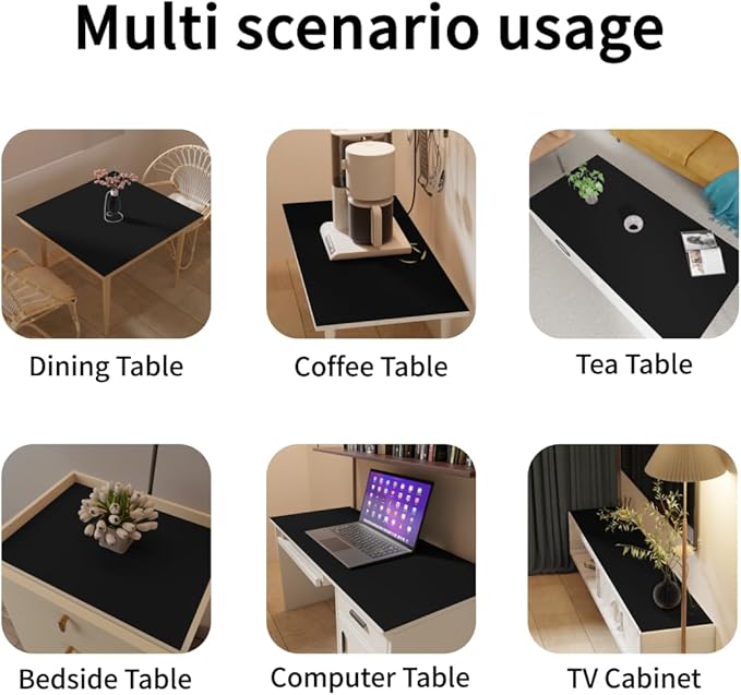 Table Pad - Used for Square Table Waterproof and Easy to Clean Good Flatness Easy to Used for Dining Table(Black+Black 46x46)