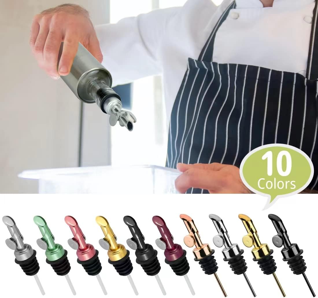 MEETSWEET Olive oil dispenser spout, pour spouts，304stainless steel automatic opening and closing spout, leak-proof, for olive oil, vinegar, wine and other liquid bottles (304rose)