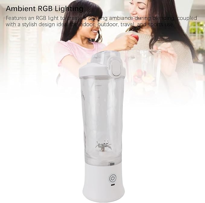 Irfora 600ml Portable Blender with RGB Light, Mini Juicer Cup for Smoothies, USB C Rechargeable Juicer Cup with Stainless Steel Blades