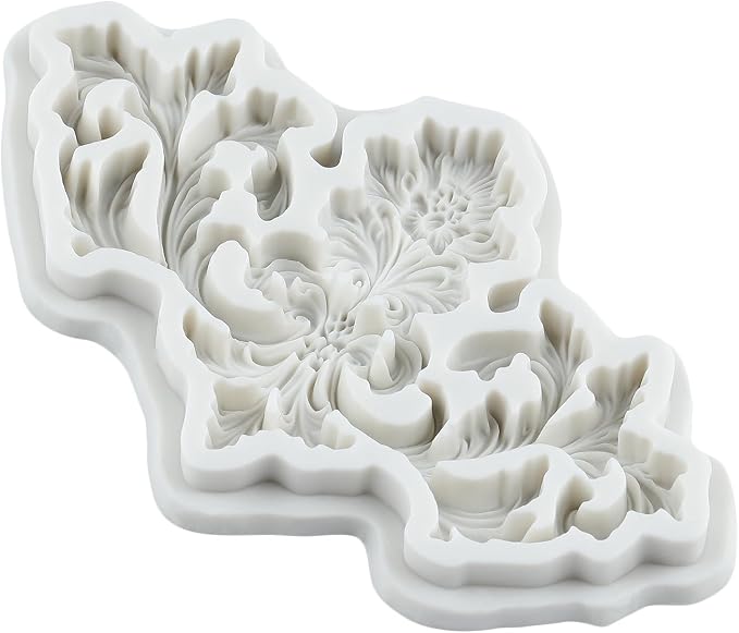 Baroque Polymer Clay Molds Baroque Scroll Relief Lace Silicone Mold for Epoxy Resin Casting DIY Crafts Air Dry Polymer Crafts Supplies Clay Tools