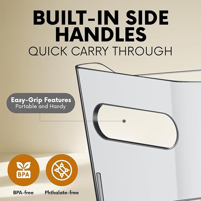 Clear Extra Large Plastic Storage Bins, Pantry Organizers and Storage Containers Fridge Organizer Bins for Organizing Home, Kitchen Organization Under Sink Bathroom Refrigerator Freezer Laundry Room