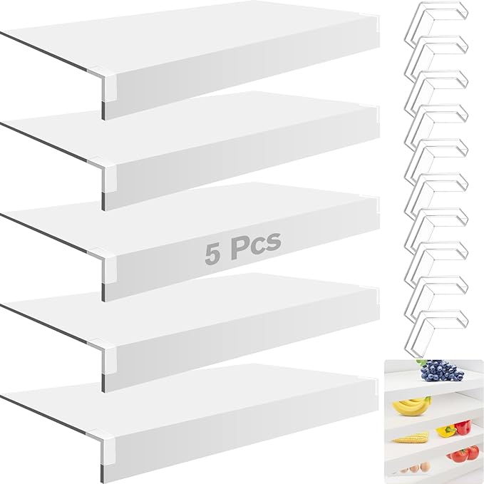 5 Pcs Wire Shelf Cover, 40X16X3 Inch Carbon Fiber Material Shelf Covers for Pantry Shelves(Not Wood), Waterproof Removable Closet Shelving Liner for Home Kitchen,Office Organization - White