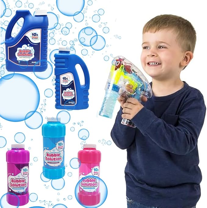 16 oz Concentrated Blue Bubble Solution Bottle with Handle, Refills up to 1.25 Gallons, Non-Toxic Concentrated Solution for Bubble Machines, Giant Bubble Wands, Bubble Gun and Blowers (8-Pack)