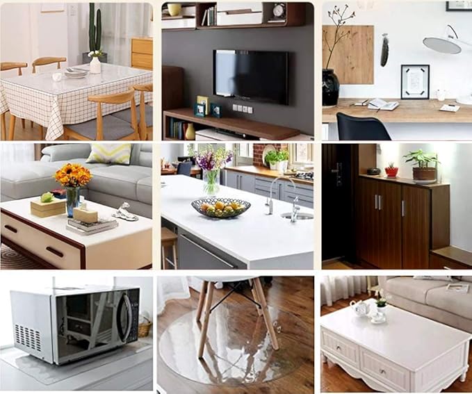 NECAUX 17 x 63 Inch Frosted Table Protector, 1.5mm Thick Plastic Desk Pad Mat of Desk Vinyl Like Plexiglass Sheet for Coffee Table Craft Table Folding Dining Table Dresser Vanity Makeup Room Decor