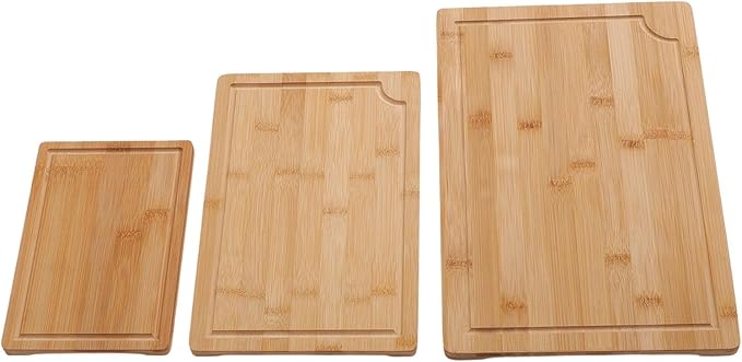 YUYTE 3pcs Wood Chopping Boards Set Smooth Cutting Boards with Grooves for Kitchen Slicing Dicing Serving
