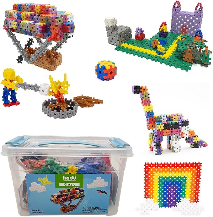 KADU 680pc Rainbow Classic Set - STEM/STEAM Building + Construction Toy, for Open + Imaginative Play - Ages 5+