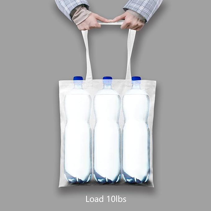 TOPDesign 6-Pack Economical 16"x15" White Cotton Tote Bag, Lightweight Medium Reusable Grocery Shopping Cloth Bags, Suitable for DIY, Advertising, Promotion, Gift, Activity