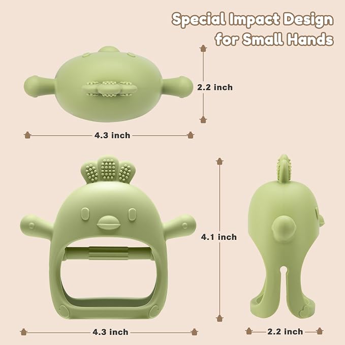 2 Pack Baby Teething Toys for 0-6 6-12 Months, Never Drop Infant Teether Teething Mitten Toys for 0 3 6 9 12 Months, Newborn Soothing Teething Toy Gifts for 1 One Year Old Baby Boys Girls
