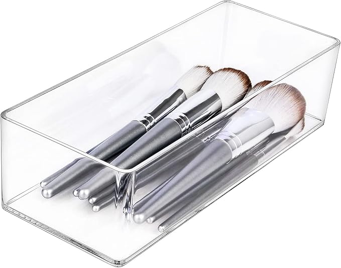 JessLab Acrylic Organizers, Bathroom Organizer for Drawer, Cosmetic Display Cases for Vanity, Countertop, Desk, Kitchen, and Makeup Storage, 1-Section