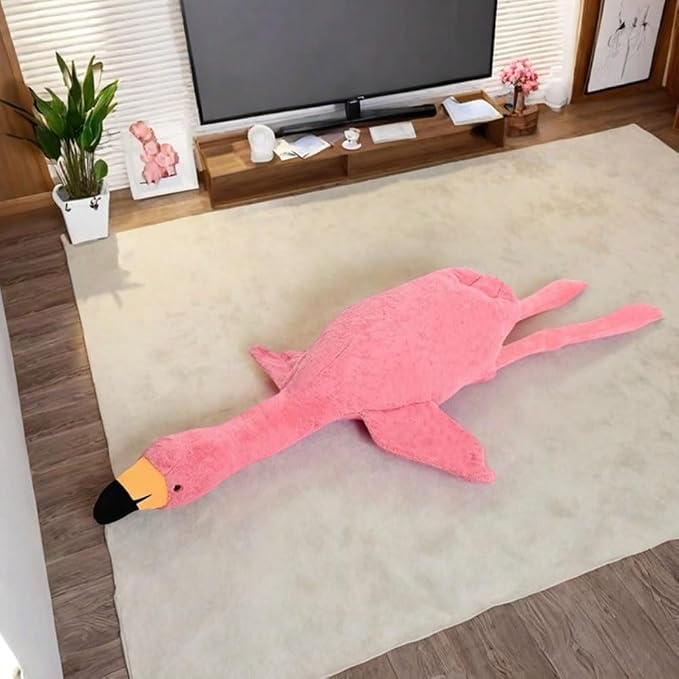 51.2in Flamingo Stuffed Animal Plush Pillow Cute Giant Plush Toy Soft Hugging Pillow Stuffed Animal for Kids Birthday