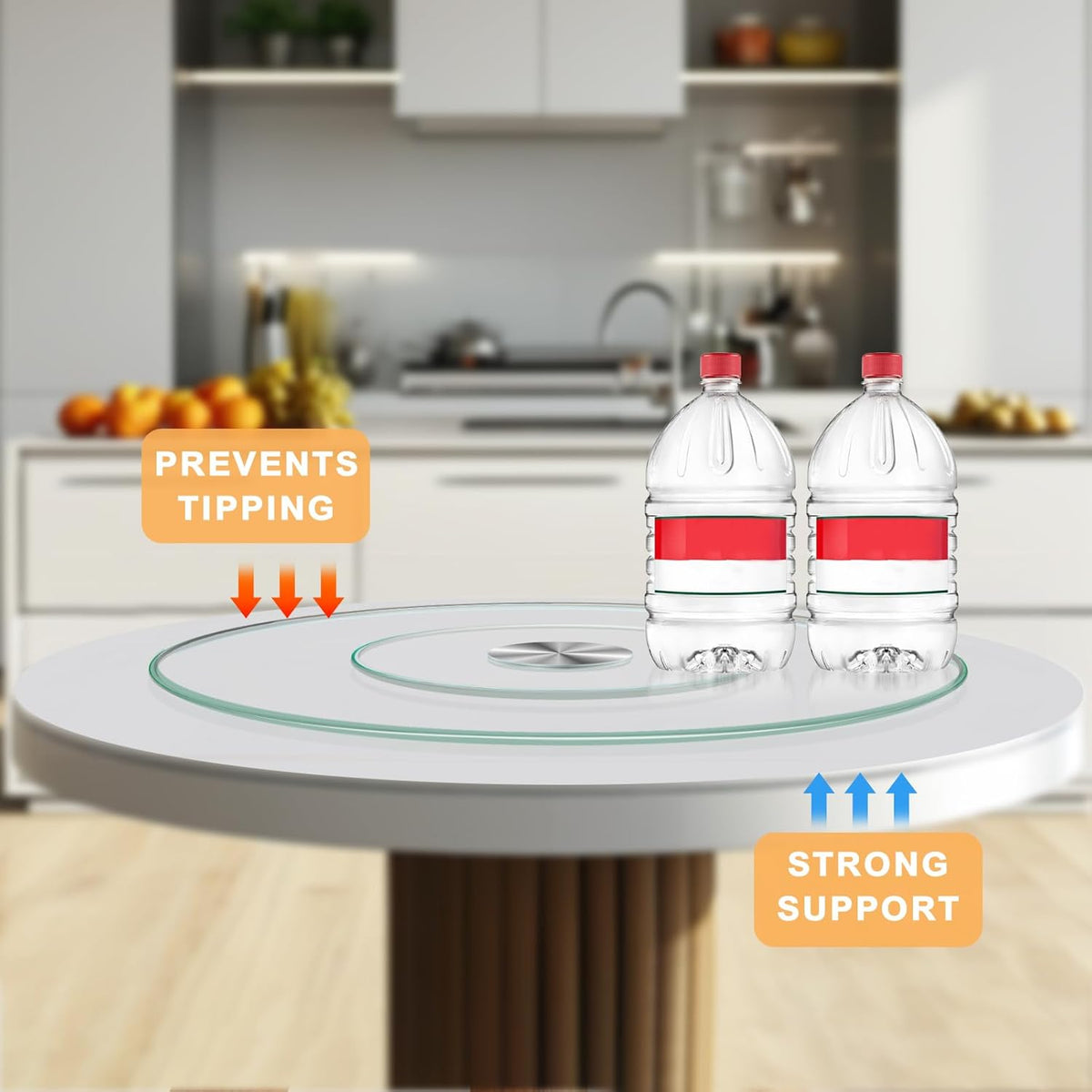 20'' Glass Lazy Susan Turntable Dining Table, 360 ° Round Dinner Plate Rotating Tray Transparent Dinner Plate, Silent and Smooth Rotation of The Dinner Plate (20inch/50cm)