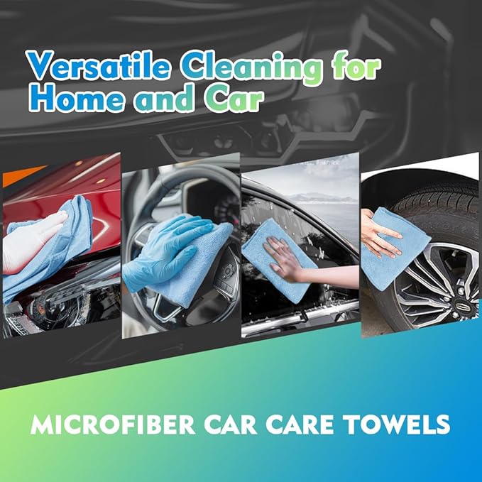 HOMEXCEL Blue Microfiber Cleaning Cloth 12 Pack, 12.5 x 12.5 inch Microfiber Towels for Cars, Ultra Absorbent Car Washing Cloth, Lint Free Streak Free Cleaning Rags for Car, Kitchen, and Window