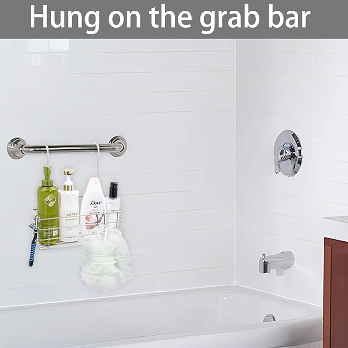 Shower Caddy Hanging Shower Rack SUS304 Stainless Steel Hanging Shower Orangizer with Hooks Over The Door, Shampoo Basket Storage (Single-Layer)