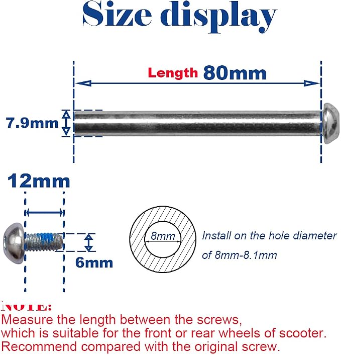 M8 Screws for 2-3-4-Wheel Kid Scoote Replacement Micro Mini Foldable Kick Scooter Kids Scooters Axles Repair (45)