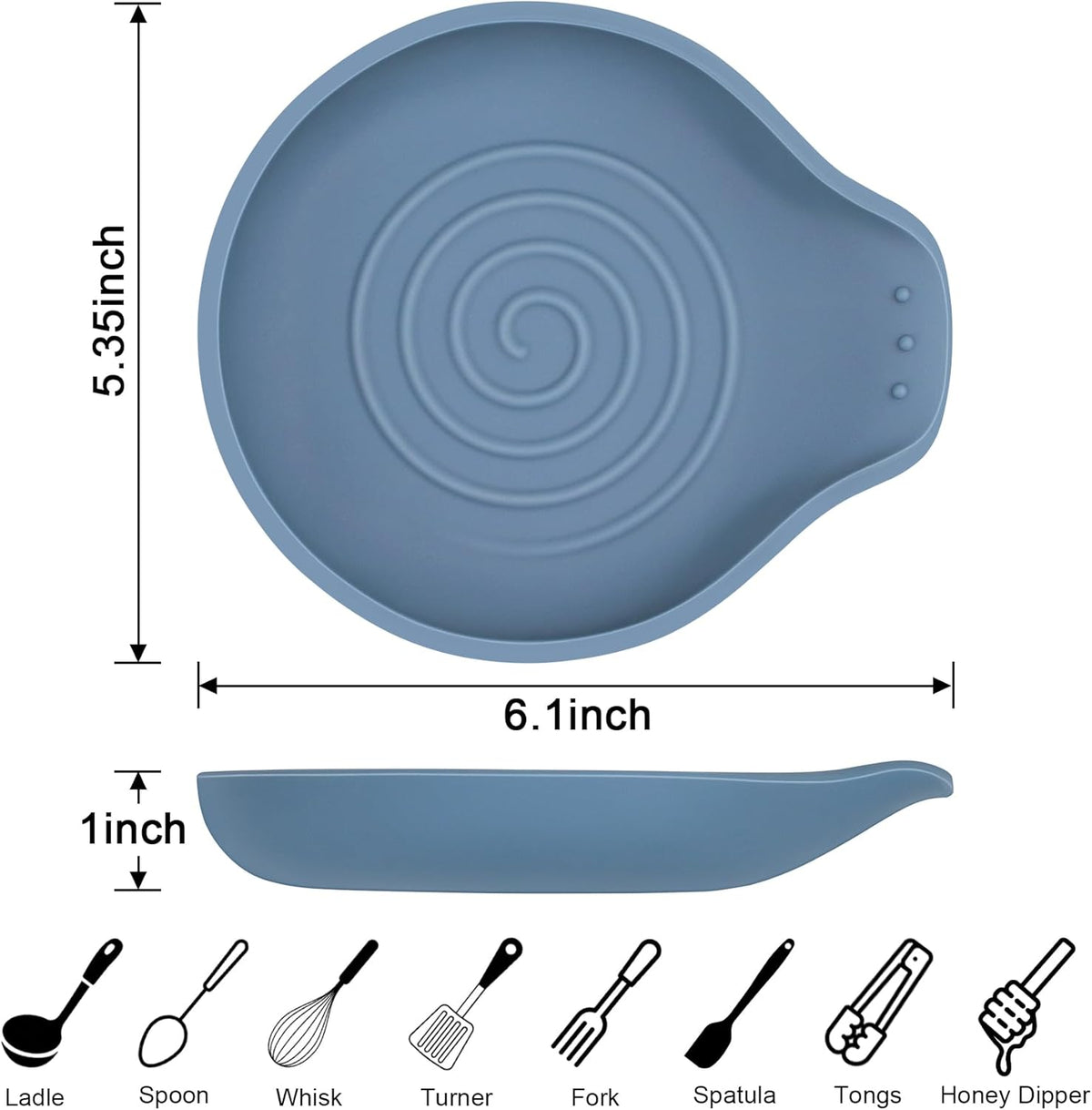 Silicone Spoon Rest for Stove Top - BPA-Free, Heat-Resistant Spoon Holder - Spoon Rest for Kitchen Counter - Large Cooking Utensil Rest for Spoons, Spatulas, Ladles or Tongs - Blue 2 Pack