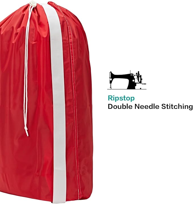 HOMEST XL Nylon Laundry Bag with Strap, Large Dirty Clothes Organizer, Easy Fit a Laundry Hamper or Basket, Can Carry Up to 4 Loads of Laundry, Red