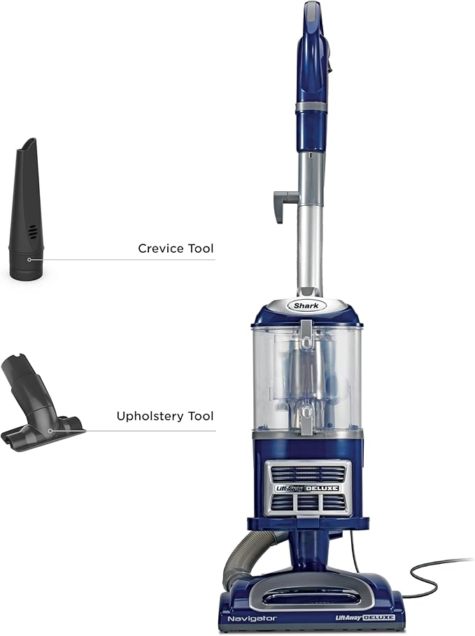 Shark Upright Vacuum, Navigator Lift-Away Deluxe with Large Dust Cup Capacity, HEPA Filter, Swivel Steering, Upholstery Tool & Crevice Tool, Blue, NV360