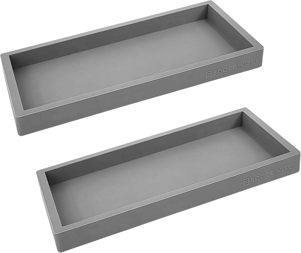 Countertop and Vanity Tray - 2 PC Small 7.7" Silicone Bathroom Trays, Kitchen Soap Tray, Dish Sponge Soap Holder Kitchen Sink Organizer Caddy, Bathroom Counter Trays for Lotion Dispenser