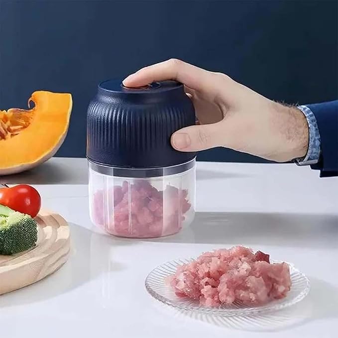 Electric Garlic Chopper, Mini Portable Veggie Cutter with 4/6 Stainless Steel Blades, Portable Wireless Rechargeable Mini Electric Garlic Food Chopper for Garlic, Onion, Chili, Nuts (Purple,250ML)