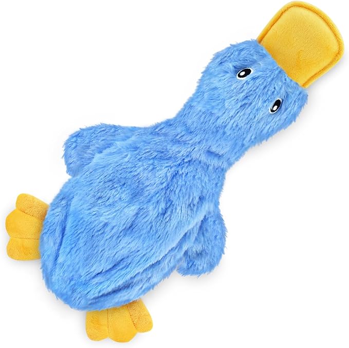 Best Pet Supplies Interactive Squeaky Dog Chew Toy, Ideal Dog Toys for Chewers, Small, Medium & Large Dogs, and Fetch Lovers - Crinkle Duck (Blue), Large