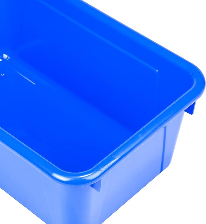 Storex Small Cubby Bins – Plastic Storage Containers for Classroom, 12.2 x 7.8 x 5.1 inches, Class Blue, 5-Pack (62416A05C)