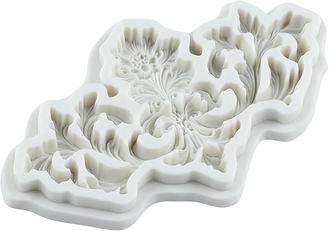 Baroque Polymer Clay Molds Baroque Scroll Relief Lace Silicone Mold for Epoxy Resin Casting DIY Crafts Air Dry Polymer Crafts Supplies Clay Tools