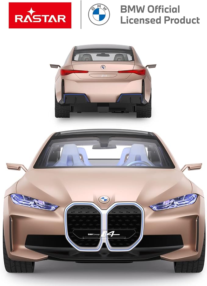 RASTAR BMW i4 Remote Control Car, 1/14 BMW i4 Concept RC Toy Car Golden BMW Model Car Diecast for Kids Boys Adults