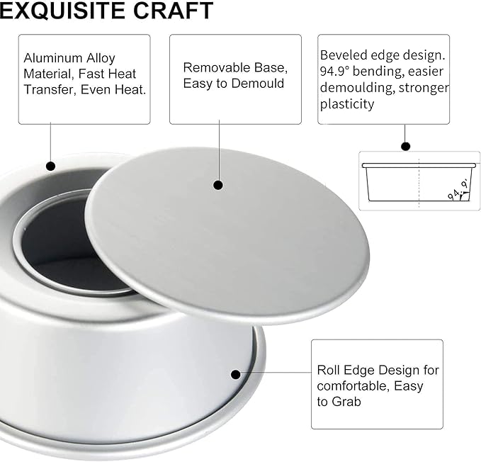 EXGOX 2 Pack 9-Inch Non-Stick Deep Aluminum Round Cake Pan With Removable Bottom For Wedding/Birthday/Christmas Cake Baking Round Cake Tin Set With Loose Base