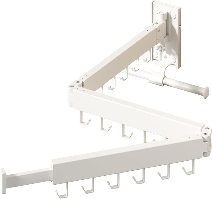 Wall Mounted Clothes Hanger,Clothes Drying Rack,Laundry Drying Rack,Clothes Rack Wall Mount,Drying Rack Clothing,Retractable,Collapsible,can Fold Upward & Left & Right (Upgrade-White)
