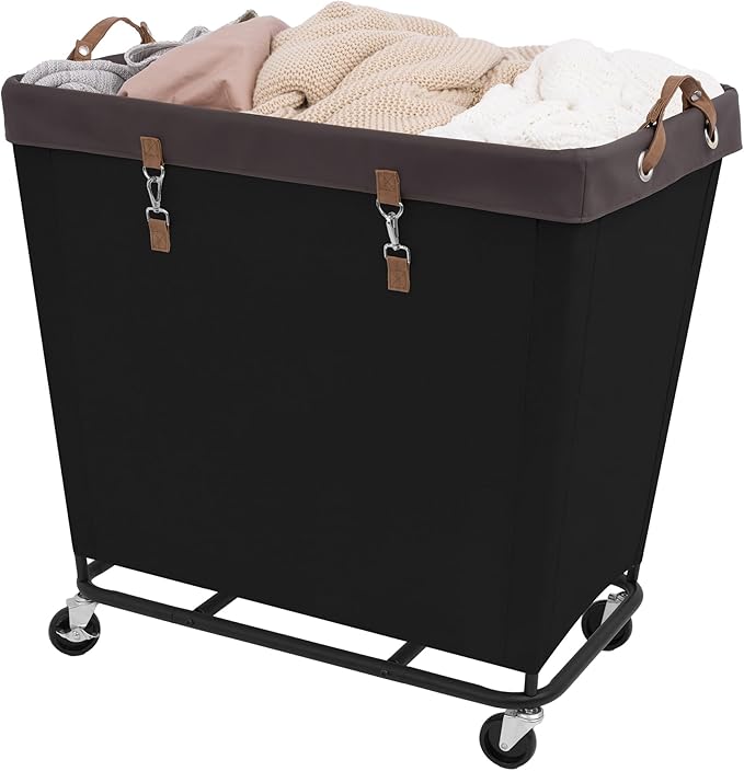 StorageWorks 320L Laundry Basket with Wheels, Extra Large Rolling Hampers for Clothing Organizer, Dirty Clothes Basket for Hote, Home, Closet, Dorm, Black