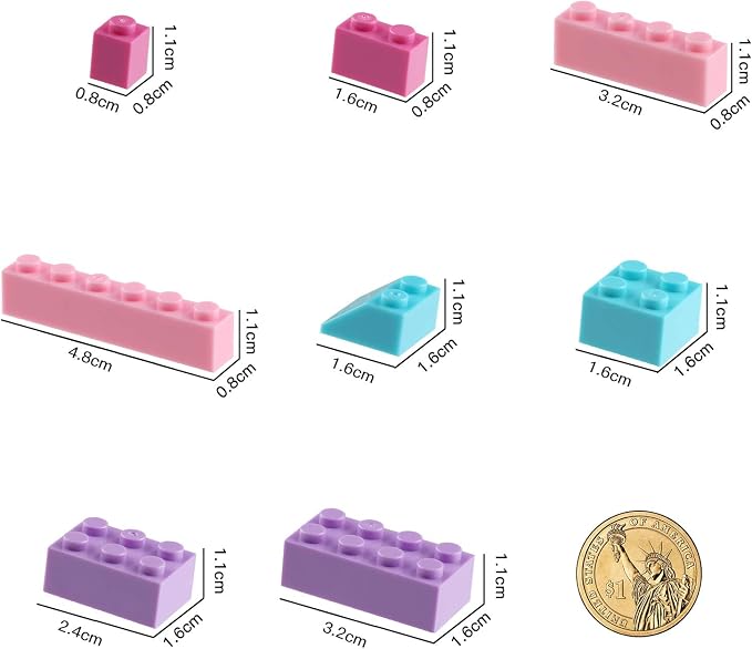 Building Bricks Set,Classic Colors Building Blocks Toys,Compatible with All Major Brands,Birthday Gift for Kids (Pink-Purple 1000PCS)