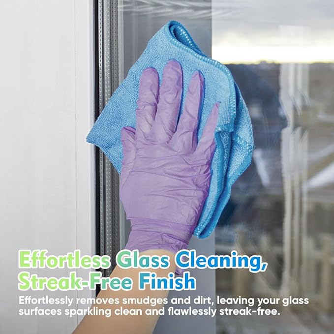 HOMEXCEL Blue Microfiber Cleaning Cloth 12 Pack, 12.5 x 12.5 inch Microfiber Towels for Cars, Ultra Absorbent Car Washing Cloth, Lint Free Streak Free Cleaning Rags for Car, Kitchen, and Window