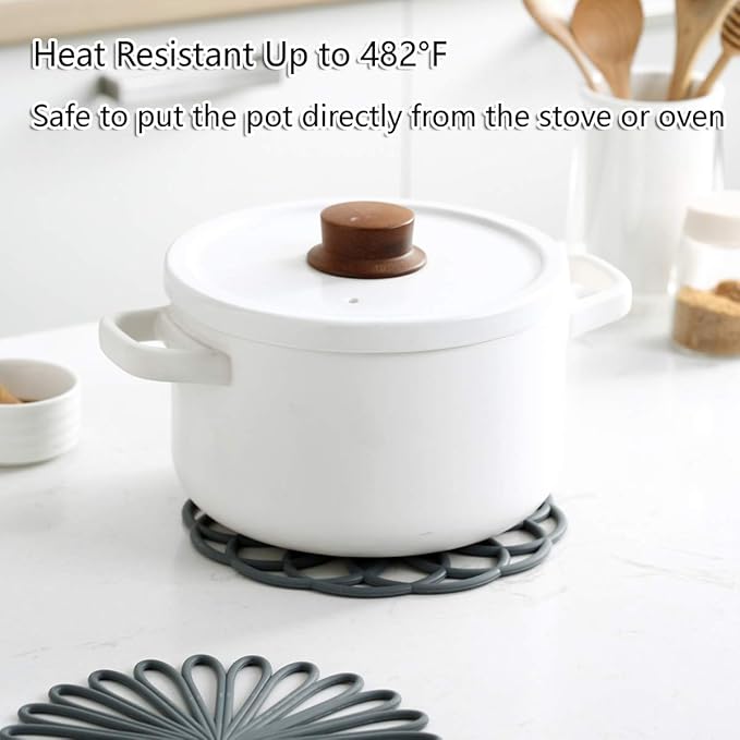 Set of 3 Silicone Trivet Mat - Hot Pot Holder Hot Pads for Table & Countertop - Trivet for Hot Dishes - Non-Slip & Heat Resistant Modern Kitchen Hot Pads for Pots & Pans,Merlot Red