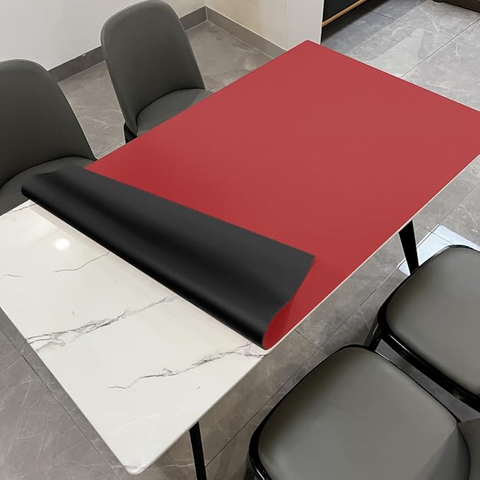 Table Cover Rectangle for Dining Room Table - Can Be Used On Both Sides Waterproof and Easy to Clean Good Flatness Used for Dining Table(Black+Wine Red 44x96)
