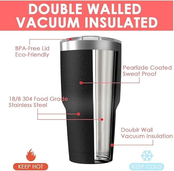 30oz Stainless Steel Travel Mug with Lid, 6 Pack Double Wall Vacuum Insulated Bulk Tumbler, Powder Coated Coffee Cup Suitable for Vehicle Cup Holders