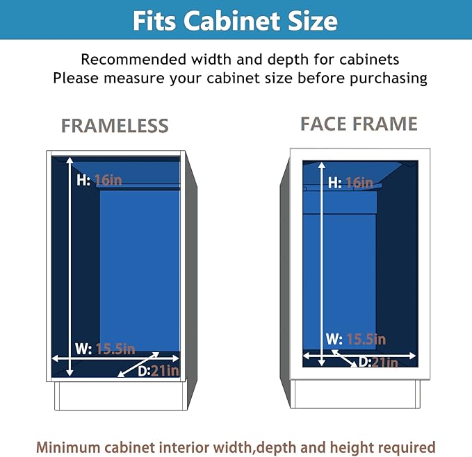 LOVMOR 2 Tier Individual Pull Out Cabinet Organizer 14" W x 18" D, Slide Out Kitchen Cabinet Storage Sliding Shelves