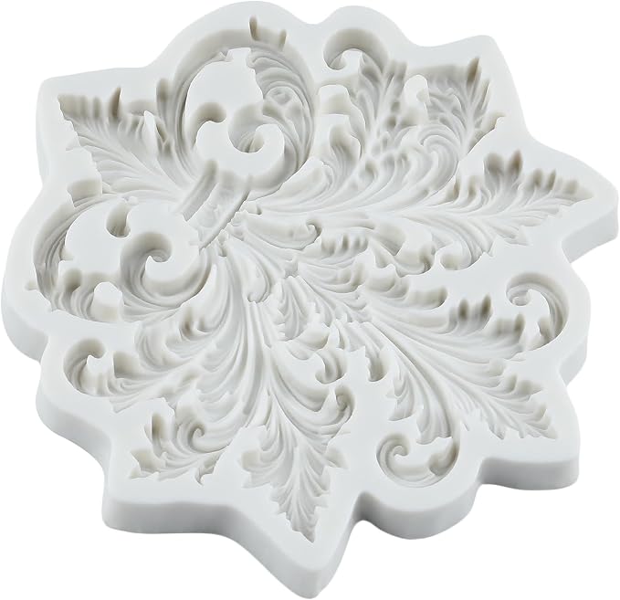 Baroque Silicone Mold Curlicues Scroll Lace Polymer Clay Mold Vintage Relief Flower Lace Filigree Molds for DIY Crafts Epoxy Resin Casting Air Dry Polymer Clay Plaster Jewelry Making