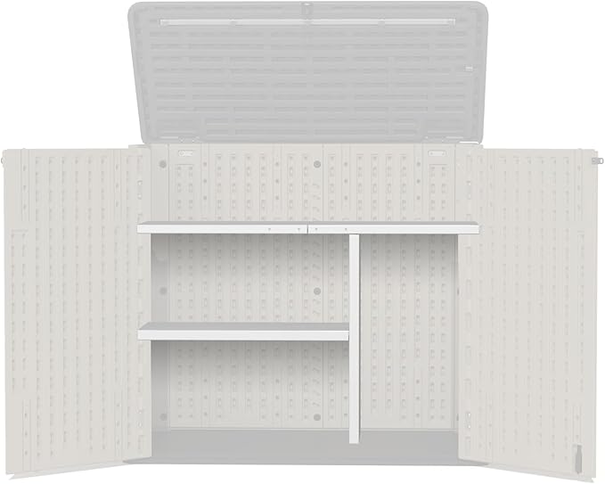 Storage Shed Shelf, Weatherproof Metal Shelf for 30 cuft Tool Cabinet, Ideal for Outdoor Use, with Screw and Nuts Easy Assembly, 45.6''L×13.2''W×30.1H, White