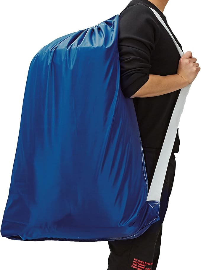 HOMEST 2 Pack XL Nylon Laundry Bag with Strap, Large Dirty Clothes Organizer, Easy Fit a Laundry Hamper or Basket, Can Carry Up to 4 Loads of Laundry, Sky Blue and Blue